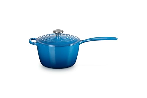 Le Creuset Signature Stielkasserolle aus Gusseisen, Rund, Ø 18 cm, 1,8 l, Für alle Herdarten inkl. Induktion geeignet, 2,942 kg, Marseille… – Ansicht 3
