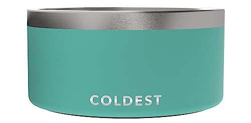 Coldest Dog Bowl - Anti Rust Metal & Non Slip Dog Bowls Large, Spill Proof Heavy Duty 3 Layers Insulated Dog Bowl - Food and Water Bowl for Dogs, Cats & Pets, Dishwasher Safe (200 oz, Terraform Green)