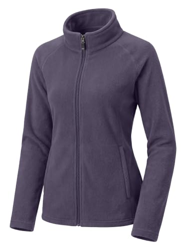 Image of QIXING Womens Full Zip Fleece Jacket with Pockets Dark Purple, 2XL