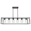 VINLUZ 6-Light Chandeliers Black Finished Farmhouse Dining Room Lighting Fixtures Hanging Industrial Modern Kitchen Island Pendant Lighting with Clear Glass Ceiling Lights for Restaurant Bar Hotel
