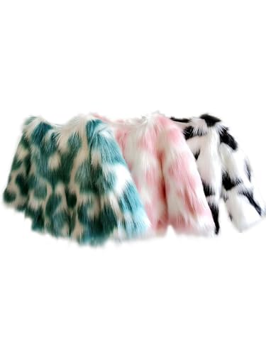 Girls Kids Faux Fur Jacket Toddler Warm Fuzzy Coat Long Sleeve Open Front Overcoat Outerwear2