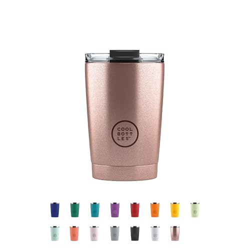 Cool Bottles - Tumbler - Vaso Térmico de Acero Inoxidable - 330 ml - Metallic Rose - Taza de Café - Altura 14 cm - Bebidas Frías 10 horas y Calientes 5 horas - Tapa Hermética - Libre de BPA