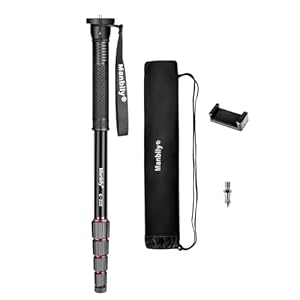 Manbily 65-Inch Camera Monopod, 5 Sections Aluminum Travel Monopod for Canon Nikon Sony DSLR Cameras Video Camcorder, Compact Portable Monopod Lightweight Walking Trekking Stick（E-222）