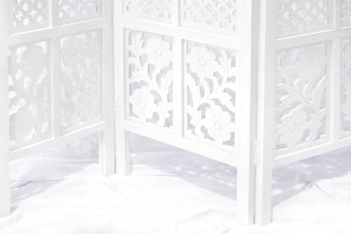 Image of Wooden Room Wall Partition /Divider /Separator 3 Panel for Home Decor /Living Room /Bedroom /Office /Kitchen, 4 Feet, White
