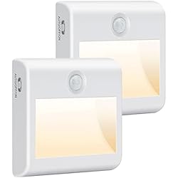 Lampara A Pilas Con Sensor De Movimiento Luz Nocturna Infantil Pila, 2 Piezas con Sensor de Movimiento, AUTO/ON/OFF, Imán Incorporado, Luz de Armario para Escalera, Pasillo, Cocina, Garaje, Sótano, 4000K Blanca Natural
