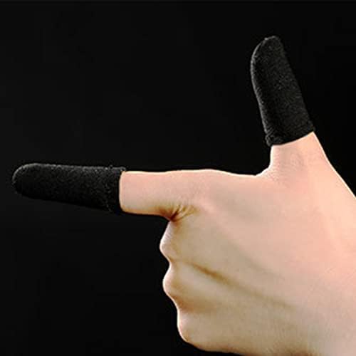 HUAYUWA 2 çift ter geçirmez parmak eldiveni, dikişsiz dokunmatik ekran, mobil oyun kumandası, parmak kılıfı, PUBG telefon oyun aksesuarları, siyah + siyah - Görsel 7