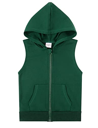Image of Spring&Gege Boys' Full Zip Sleeveless Hooded Vest Basic Zipper Tank Tops Sweatshirt with Pockets