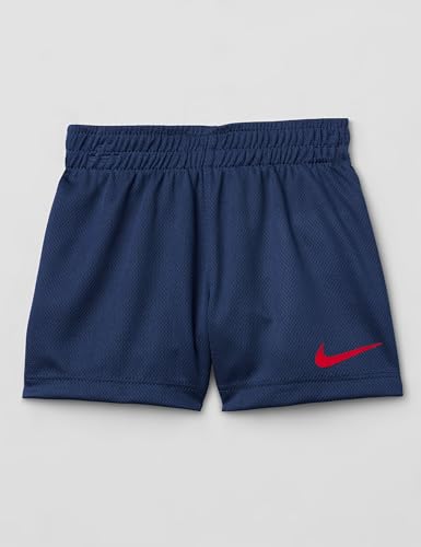 Image of Nike Boys Polyester Solid Little 2 Piece Swoosh T-Shirt Tee & Mesh Shorts Set