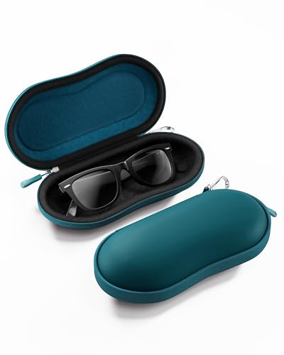 ProCase Sunglasses Case Hard EVA Shell Shockproof Eyeglass Case for Men Women with Metal Hanging Hook and Velvet Lining Travel Zipper Sport Glasses Holder Organizer for Gifts- Caribbeanblue