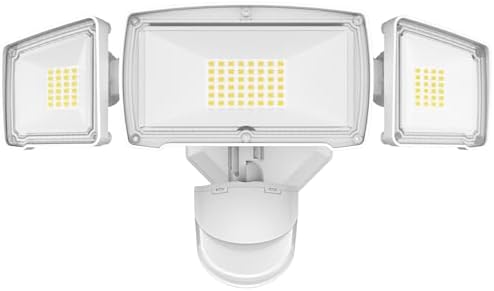HGGH Motion Sensor Outdoor Lights – Flood Lights Outdoor Security Light, LED Floodlights IP65 Waterproof 6500K 60W 6200LM with 3 Adjustable Heads, Exterior Light for House, Backyard, Porch