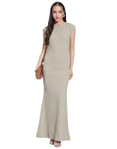Image of SIRIL Western Dress | Polyester Solid Dress for Women | Bodycon Dress for Women