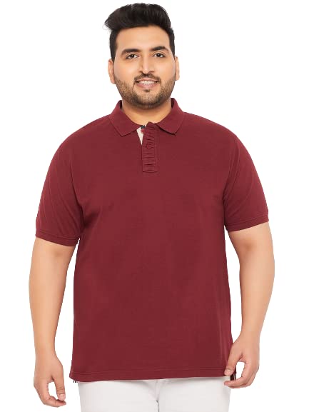 Image of Club York Men Cotton Blend Half Sleeve Polo Neck Solid Plus Size T-Shirt