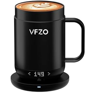 Smart Mug,Self Heating,Temperature-Controlled, Self-Heating Coffee Mug.LED Real-time Temperature Display. 180 Minutes Maximum Battery Life.Smart Coffee Cup(16oz, Black)