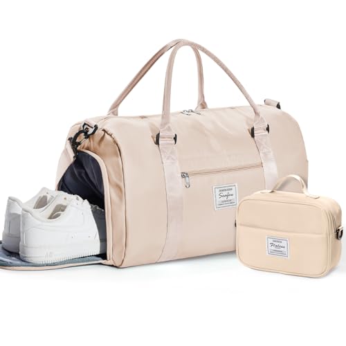 Image of Gym Bag Womens Mens with Shoes Compartment and Wet Pocket Travel Duffel Bag for Women for Plane Sport Gym Tote Bags with Toiletry Bag Waterproof Weekend Overnight Carry on Bag Hospital Holdalls