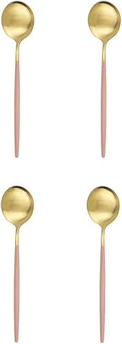 Miniatura 9 de Gugrida Cuchara de té mate de acero inoxidable, 4 piezas, cuchara de café de acero inoxidable, cubertería pequeña cuchara agitadora, vajilla de
