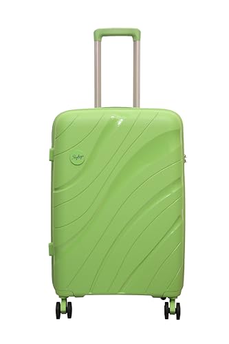 Image of Skybags Set of 3 (Cabin+ Medium+Large) Hard Suitcase (55+67+77 cm) | Luggage Trolley with 8 Spinner Wheels,Light Weight with 5 Years International Warranty (Black) (Green)|Material: Polypropylene (PP)