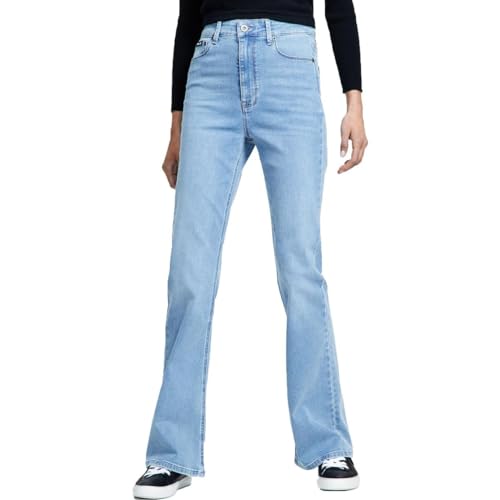 DKNY Jeans Womens Boerum Slimming High Rise Flare Jeans Blue 25, Pale Wash