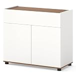 COSTWAY Storage Cabinet, 2 Door Buffet Sideboard with Push-to-Open Design, Drawer & 2 Anti-tipping Devices, Freestanding Kitchen Cupboard Organiser Unit for Dining Living Room Hallway (White)