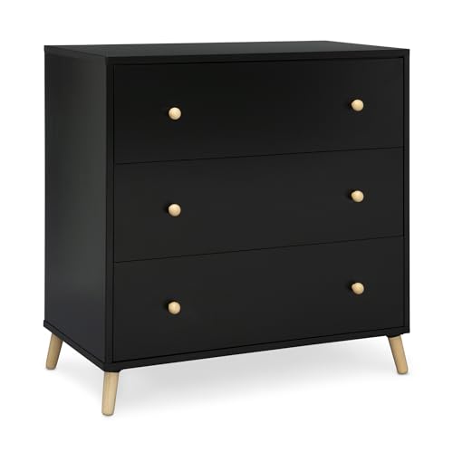 Image of Delta Children Essex 3 Drawer Dresser with Interlocking Drawers, Ebony/Natural
