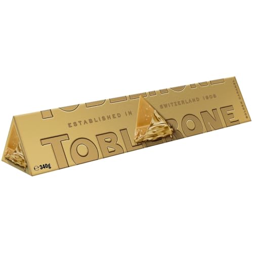 Toblerone Golden Milk Chocolate, Honey and Almond Nougat Large Gift Bar, Made with Swiss Milk, Christmas Treat for Gifting, or Sharing 340 g (Pack of 1)