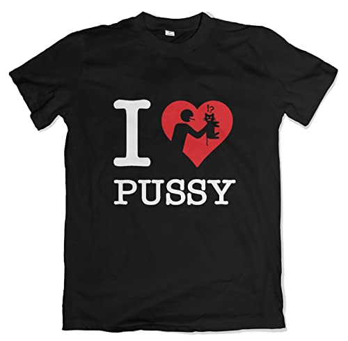 I Love Pussy T-shirt humoristique lécher femme, Noir , S