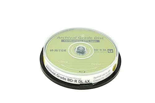 Image of 10 Pack Ritek BD-R DL 50GB 4X Archival Grade Blank Disc Certified by ADTC Japan