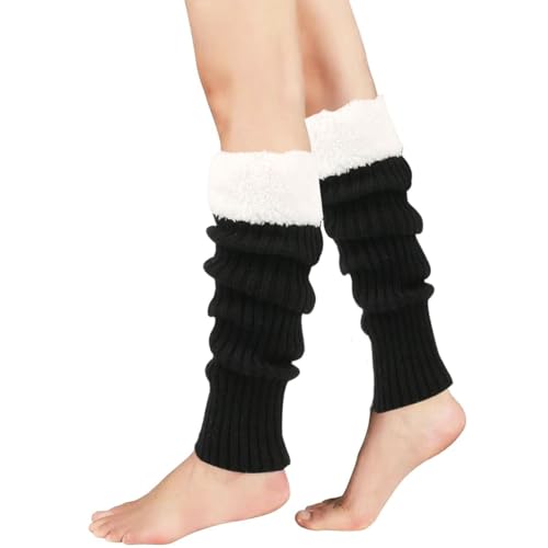 Image of Winter Leg Warmers for Women and Girls Warm Knitted Socks Knitted Wool Crochet Long Boot Socks New Year's Day Socks Christmas Socks