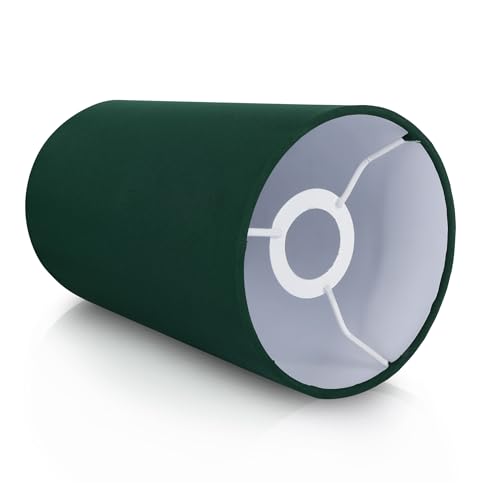 Image of Cylinder Print Hanging Shade Classic Pendant Cylinder Lamp Shade, Decorative Light Lamp, Hanging Spotlight with Fixture (Dark Green)