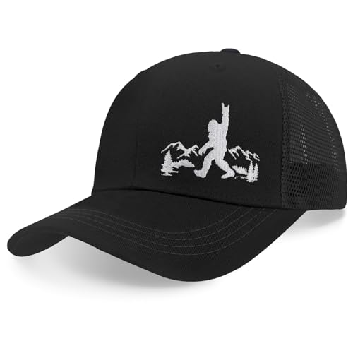 SJUDHHG Bigfoot Trucker Hat for Men Big Foot Sasquatch Gifts Adjustable Embroidered Bigfoot Baseball Cap Black