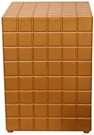 Tiled Cube Accent Bedside Table Coffee Stand Home Storage Organizer For Living Room Bedroom (, Golden, Engineered Wood)