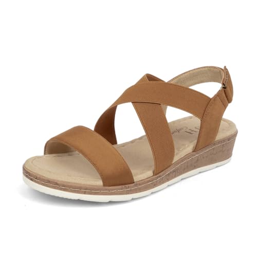Image of VJH confort Women's Flat Sandals, Comfort Slip-on Elastic Ankle Strap Slingback Light Weight Casual Walking Sandals