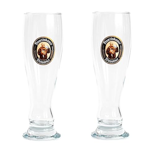 Zum Franziskaner Set di 2 bicchieri da birra bianchi da 0,5 litri | L'originale | Oktoberfest München Bayern Boccale birreria garden