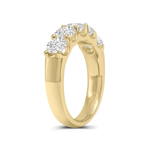 TimeLess Classics 14K Gold Lab Grown Seven Stone Diamond Anniversary Bands and Wedding Rings For Women (Available From 0.50-3 CTW) (Available Ring Size: 4.5 to 10)4
