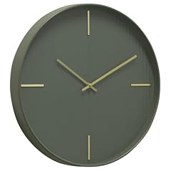 Zen Grove Minimalist Wall Clock, 15 . 75 ” Modern Green Wall Clock with Gold Accents, Subtle Stripe