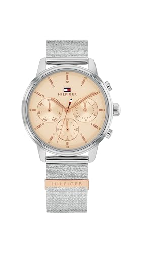 Tommy Hilfiger Montre Analogique Multifunction à Quartz pour Femme avec Bracelet en Acier Inoxydable de Couleur Or Rose - 1782806