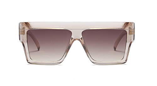 Freckles Mark Trendy Square Aviator Thick Oversized Sunglasses Womens Mens Designer Cat Eye Sun Glasses Luxury Shades (Clear Tanned Brown, 70)2