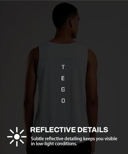 Image of TEGO Men's Pacer Tank | Lightweight Ultra-Breathable Running Tank | Moisture-Wicking | Athletic Fit | Chafe-Free Seams | Reflective Details | 100% Polyester Gym Tank Top