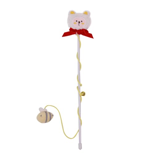 Image of Cat and Dog Playing Stick |Durable Dog and cat Teaser Playing Stick with Interactive Feather| Non- Slip and Non Toxic Durable Teasing Wand Toy with Rope (White)