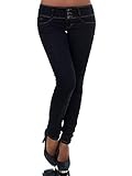 Modellnummer: N447 Damen Jeans Hose Hüfthose Damenjeans Hüftjeans Röhrenjeans Röhrenhose Röhre N447, Farbe: Schwarz, Größe: 40 (L)