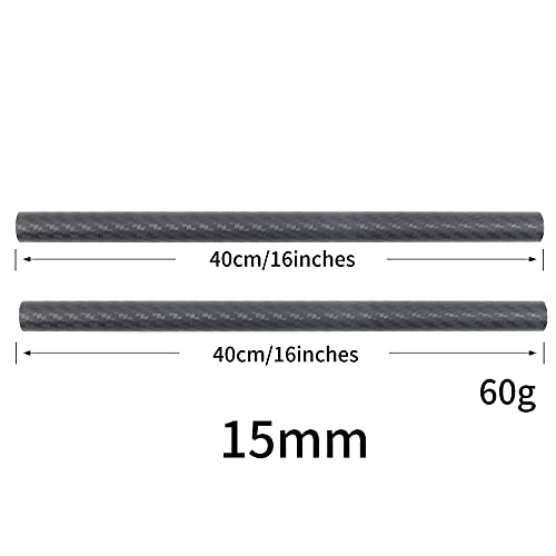 Image of FocusFoto 15mm Carbon Fiber Rods 40cm /16inch Length for 15mm Rod Rail Support System DSLR Camera Rig (Pack of 2)
