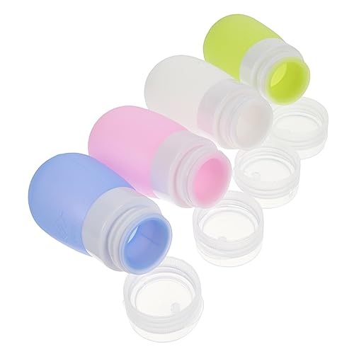 TOYZFRIENDY 4 piezas Bote de Viaje de Silicona Refillable Set para Champú Loción y Cosméticos Contenedores Portátiles y