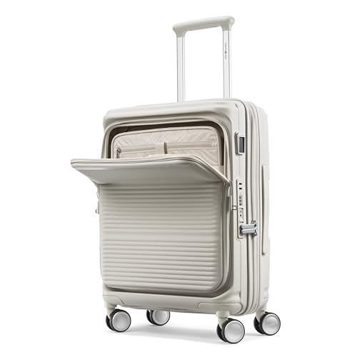 Image of Samsonite Paralux Carry-On Luggage - Innovative Design - Quick Access Front Pocket - Dual Suspension Wheel Technology - TSA Lock - Expandable - Includes Removable Packing Cubes - Stone Grey