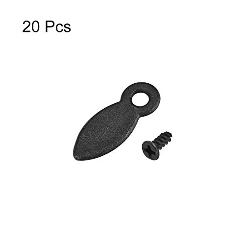 Image of uxcell Frame Turn Button, 3 /4 inch Plastic Drop Shape with Screws for Hanging Pictures, Photos, Drawings and Posters, 20 Pcs (Black)