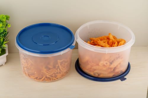 Image of Xiran 3.5 Litres Plastic Container, Kitchen Storage Box, Modular Storage Containers Big Size, Food Storage Container, Rice, Snacks, Dry Fruits, Grocery Kitchen Container Set (Blue Pack of 3)