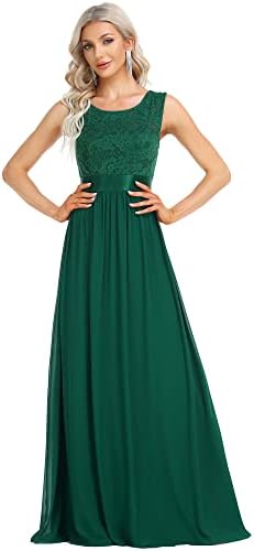 Ever-Pretty Women's A-line Long Lace Applique Formal Dresses Bridesmaid Dresses for Wedding Green US6