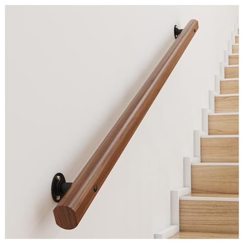Rampe d'escalier en bois mural de 200 cm avec son kit de support de sécurité complet - 2