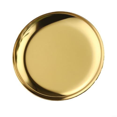 Modern rund bricka för smycken och kosmetika tillverkad av rostfritt stål (guld)