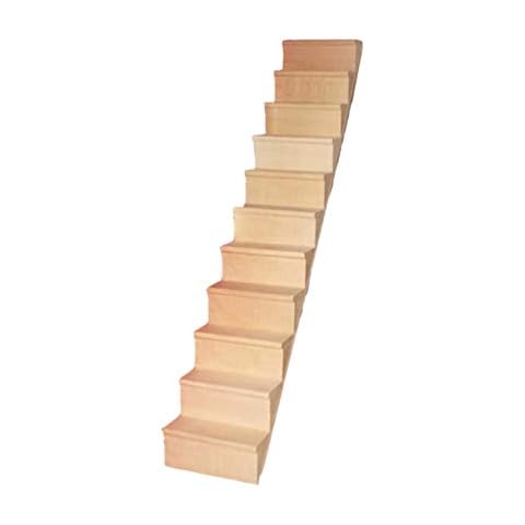 Artibetter Mini Staircase Wooden 1/12 DIY Stairway Accessory Model without Armrest for Mini House Scene 1Pc Cover