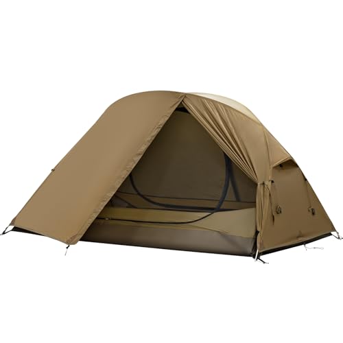 TOMOUNT Tente de randonnée ultralégère en nylon pour 1 à 2 personnes 1,5-2 kg 4 saisons pour randonnée, camping, extérieur