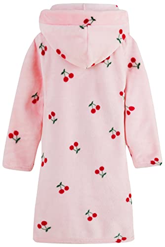 Image of Umeyda Girls Fleece Hooded Robes, Warm Printed Bath Robe for Kids Soft Fuzzy Bathrobe for Gifts